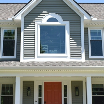 Front of house showing siding